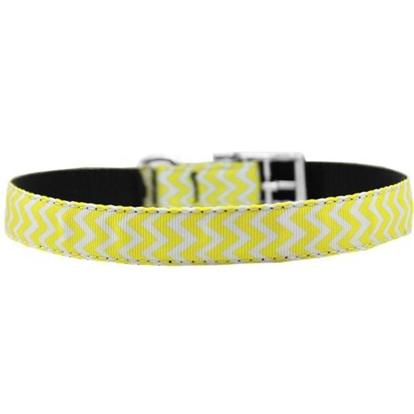 Unconditional Love 0.75 in. Chevrons Nylon Dog Collar with Classic BuckleYellow Size 14 UN805231